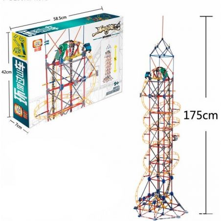LOZ 2028 C0002 0002 Xếp hình kiểu Nanoblock LOZ ELECTRIC AMUSEMENT PARK Electric Amusement Park Roller Coaster Tàu Lượn Siêu Tốc động Cơ Pin 785 khối có động cơ pin
