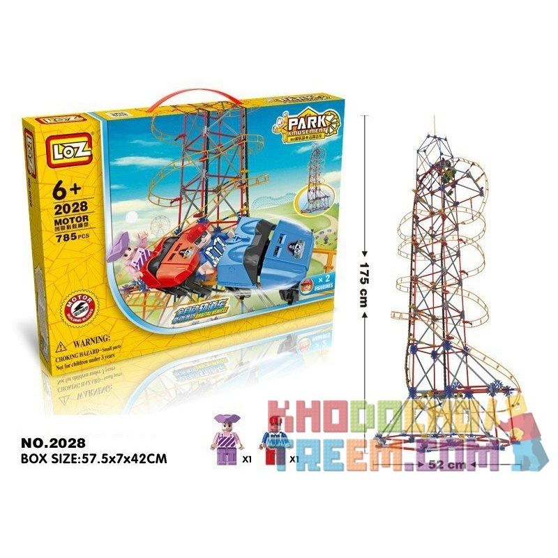 LOZ 2028 C0002 0002 Xếp hình kiểu Nanoblock LOZ ELECTRIC AMUSEMENT PARK Electric Amusement Park Roller Coaster Tàu Lượn Siêu Tốc động Cơ Pin 785 khối có động cơ pin