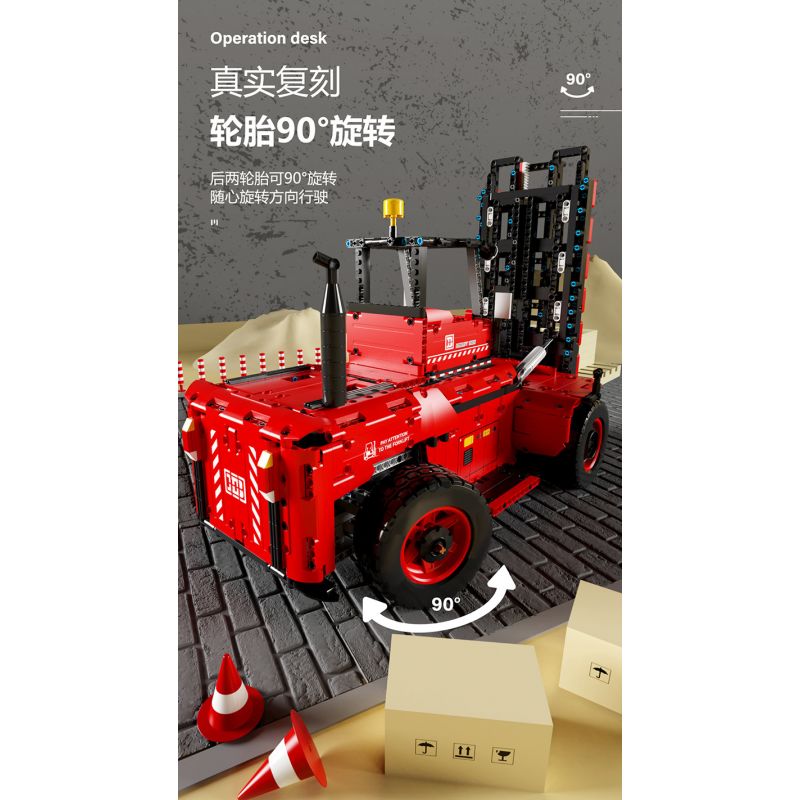 HAPPY BUILD SHINEYU XINYU YC22012 22012 YC-22012 REBRICKABLE MOC-63441 63441 MOC63441 non  XE NÂNG HẠNG NẶNG SÁU BÁNH CITY "MOVERS" 1:10 tỷ lệ 1:10 bộ đồ chơi xếp lắp ráp ghép mô hình  CITY BUILDER HEAVY DUTY FORKLIFT Kỹ Thuật Công Nghệ Cao Mô Hình Phương Tiện 2015 khối