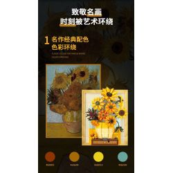 WEKKI 506302 non  BẢO TÀNG NGHỆ THUẬT HOA HƯỚNG DƯƠNG bộ đồ chơi xếp lắp ráp ghép mô hình Art THE SUNFLOWER 1166 khối