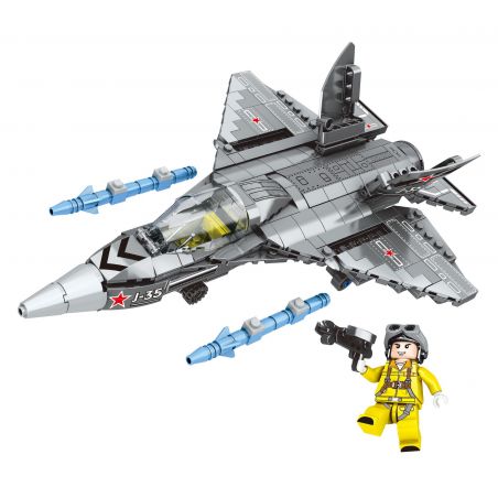 MINGDI LEIBAO K0623 0623 non  VŨ KHÍ TRANG MÁY BAY CHIẾN ĐẤU J-35 bộ đồ chơi xếp lắp ráp ghép mô hình Military Army ARMED WEAPONS J-35 FIGHTER Quân Sự Bộ Đội 422 khối