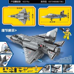MINGDI LEIBAO K0623 0623 non  VŨ KHÍ TRANG MÁY BAY CHIẾN ĐẤU J-35 bộ đồ chơi xếp lắp ráp ghép mô hình Military Army ARMED WEAPONS J-35 FIGHTER Quân Sự Bộ Đội 422 khối
