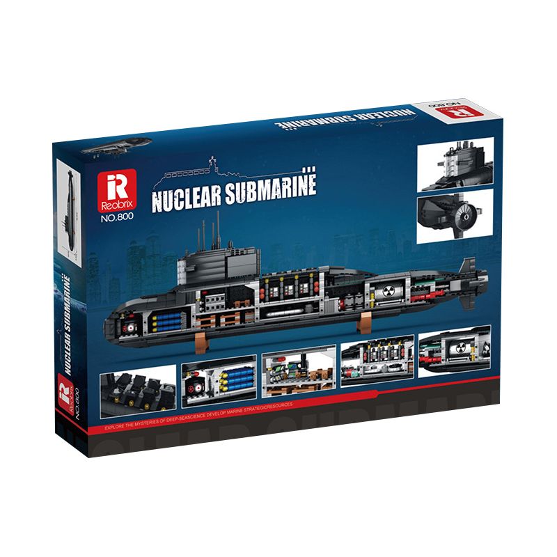 REOBRIX 800 non  TÀU NGẦM HẠT NHÂN CHIẾN LƯỢC TYPE 094 bộ đồ chơi xếp lắp ráp ghép mô hình Military Army NUCLEAR SUBMARINE Quân Sự Bộ Đội 1498 khối