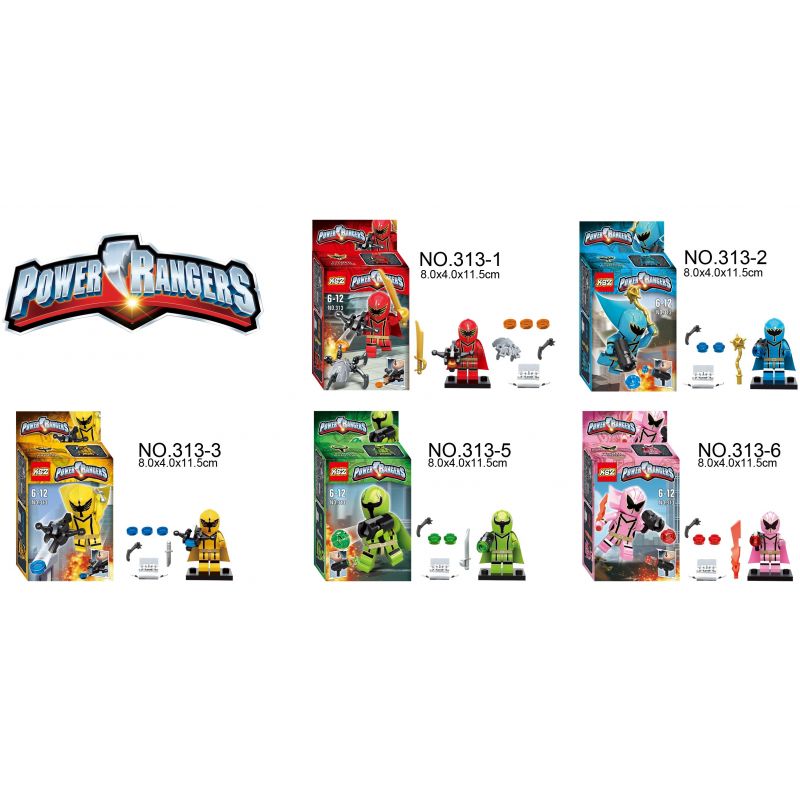 XSZ KSZ 313 non Lego KHỦNG LONG 5 MINIFIGURES bộ đồ chơi xếp lắp ráp ghép mô hình Power Rangers Super Sentai 5 Anh Em Siêu Nhân
