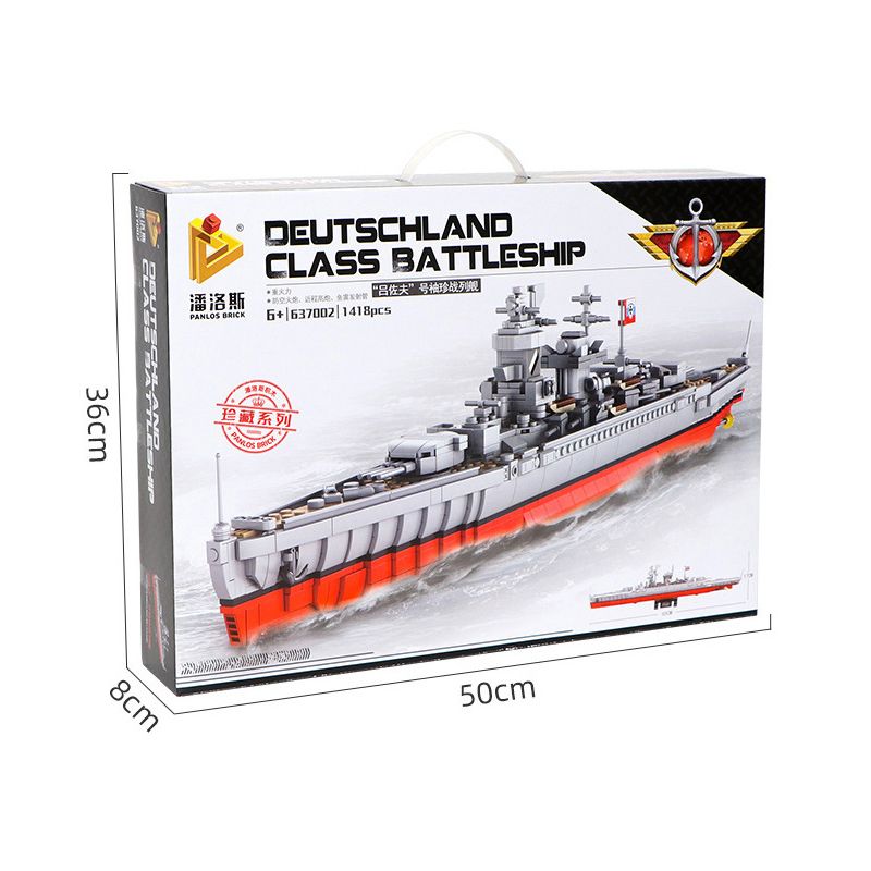 PanlosBrick 637002 Panlos Brick 637002 non  TAY ÁO "LU ZOV" bộ đồ chơi xếp lắp ráp ghép mô hình Military Army DEUTSCHLAND CLASS BATTLESHIP Quân Sự Bộ Đội 1418 khối
