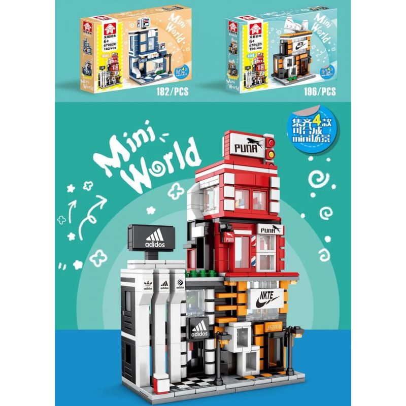 LEYI 67002A 67002B 67002C 67002D non  CỬA HÀNG QUẦN ÁO THỂ THAO 4 KIỂU bộ đồ chơi xếp lắp ráp ghép mô hình Mini Modular MINI WORLD Đường Phố Thu Nhỏ 762 khối