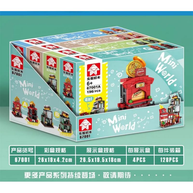 LEYI 67001A 67001B 67001C 67001D non  4 LOẠI CỬA HÀNG PIZZA QUÁN CÀ PHÊ NHÀ THỨC ĂN NHANH PHƯƠNG TÂY BÁNH MÌ KẸP THỊT bộ đồ chơi xếp lắp ráp ghép mô hình Mini Modular MINI WORLD Đường Phố Thu Nhỏ 762 khối