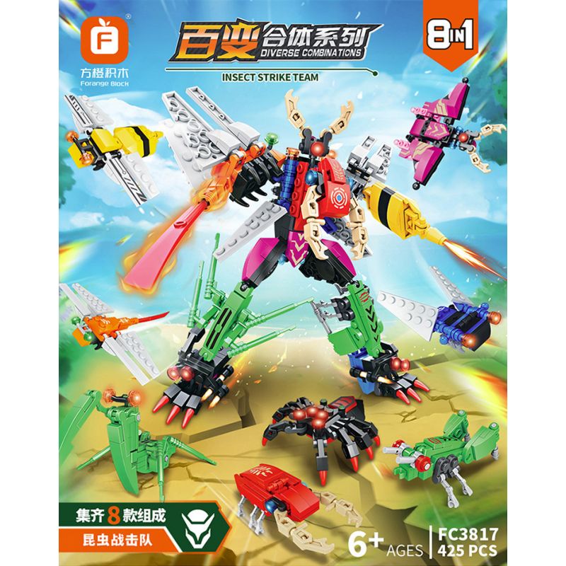 FORANGE FC3817 3817 non Lego TỔ HỢP CÔN TRÙNG TẤN CÔNG 8 bộ đồ chơi xếp lắp ráp ghép mô hình Creator Sáng Tạo 425 khối