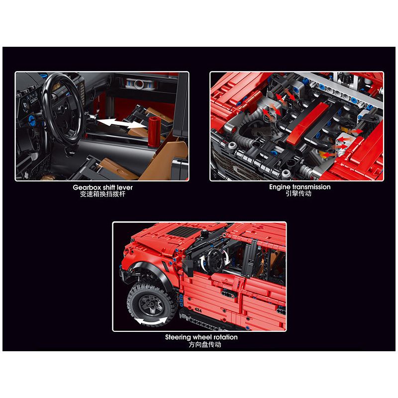 SUPER 18K K160 TA GAOLE T5014 5014 T5014A 5014A non  FORD RAPTOR F-150 8 tỷ lệ 1:8 bộ đồ chơi xếp lắp ráp ghép mô hình FORD F-150 RAPTOR 3249 khối