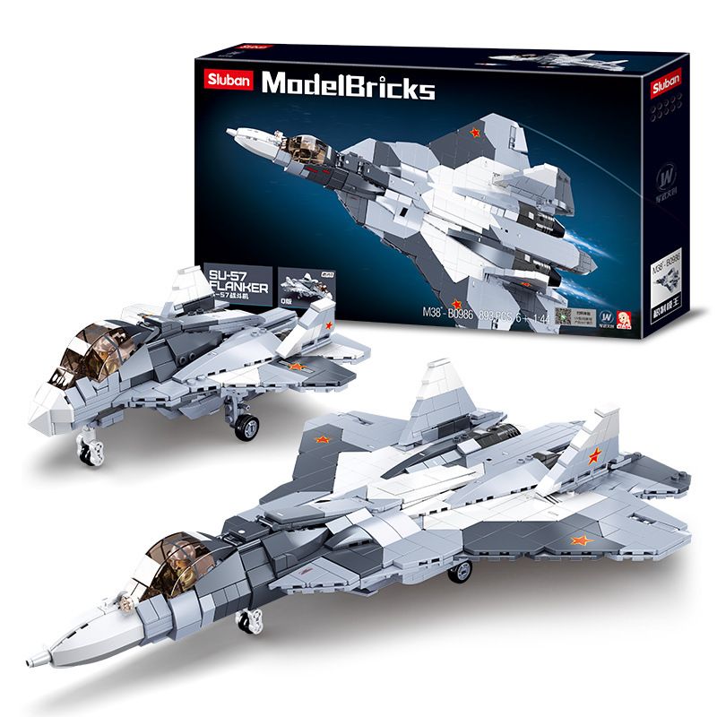 SLUBAN M38-B0986 B0986 0986 M38B0986 38-B0986 non Lego TIÊM KÍCH HẠNG NẶNG SU-57 bộ đồ chơi xếp lắp ráp ghép mô hình Military Army SU-57 FLANKER Quân Sự Bộ Đội 893 khối