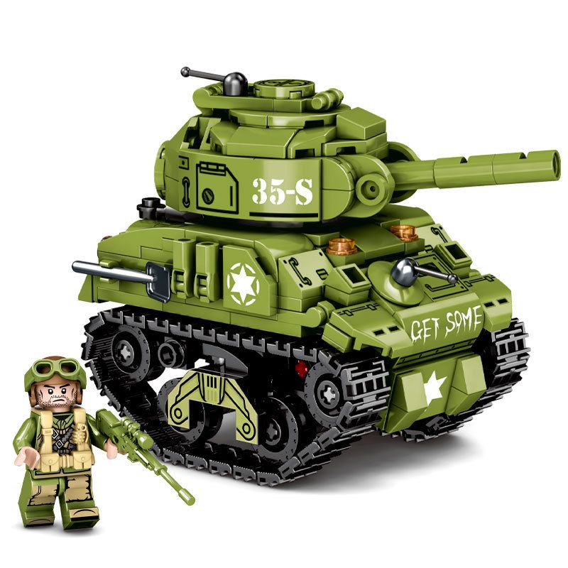 LEYI 66022 non Lego XE TĂNG PHIÊN BẢN Q SHERMAN bộ đồ chơi xếp lắp ráp ghép mô hình Military Army SHERMAN TANK Quân Sự Bộ Đội 458 khối