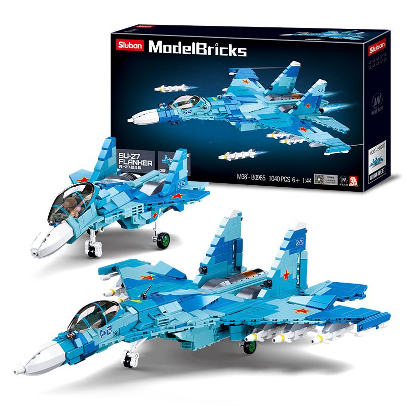 SLUBAN M38-B0985 B0985 0985 M38B0985 38-B0985 non Lego TIÊM KÍCH HẠNG NẶNG SU-27 tỷ lệ 1:44 bộ đồ chơi xếp lắp ráp ghép mô hình Military Army SU-27 FLANKER Quân Sự Bộ Đội 1040 khối