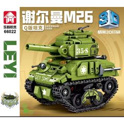 LEYI 66022 non  XE TĂNG PHIÊN BẢN Q SHERMAN bộ đồ chơi xếp lắp ráp ghép mô hình Military Army SHERMAN TANK Quân Sự Bộ Đội 458 khối