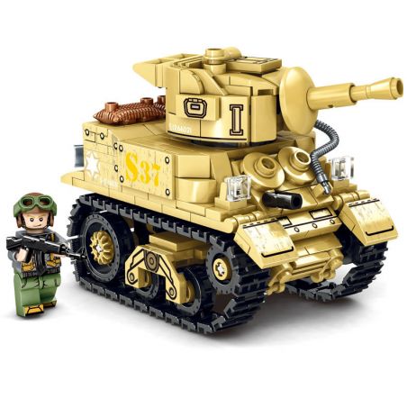 LEYI 66021 non  XE TĂNG PHIÊN BẢN Q M5 STUART bộ đồ chơi xếp lắp ráp ghép mô hình Military Army M5 STEWART Quân Sự Bộ Đội 438 khối