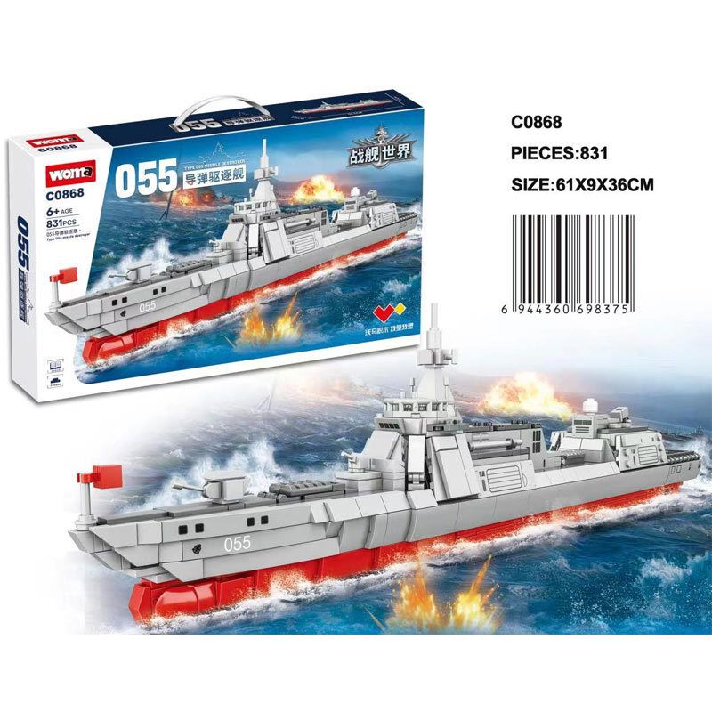 WOMA C0868 0868 non Lego TÀU KHU TRỤC TÊN LỬA DẪN ĐƯỜNG 055 bộ đồ chơi xếp lắp ráp ghép mô hình Battle Ship Tàu Chiến 831 khối