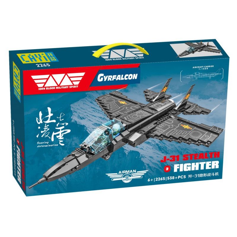 CAYI 2265 non  MÁY BAY CHIẾN ĐẤU TÀNG HÌNH J-31 bộ đồ chơi xếp lắp ráp ghép mô hình J-31 STEALTH FIGHTER / GYRFALCON 538 khối