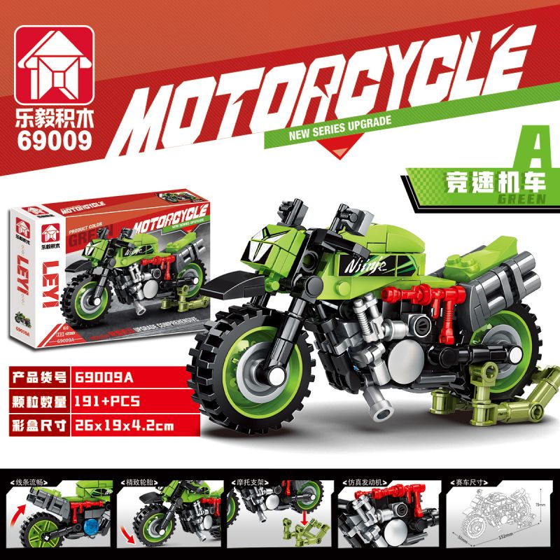 LEYI 69009 non  XE MÁY 4 PHONG CÁCH bộ đồ chơi xếp lắp ráp ghép mô hình Motorcycle Motorbike Xe Hai Bánh 750 khối