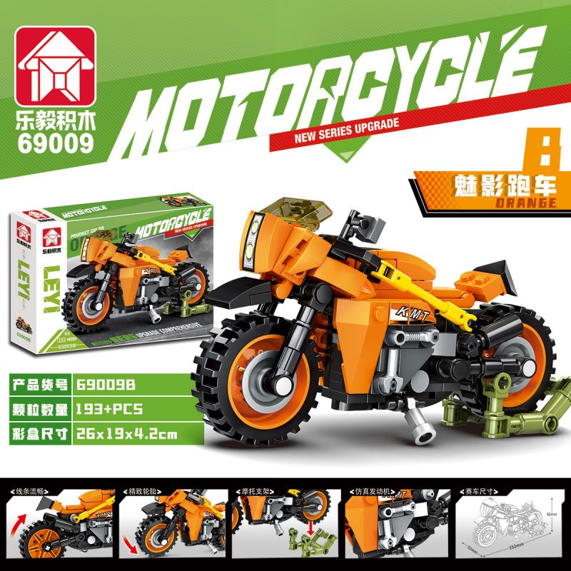 LEYI 69009 non  XE MÁY 4 PHONG CÁCH bộ đồ chơi xếp lắp ráp ghép mô hình Motorcycle Motorbike Xe Hai Bánh 750 khối