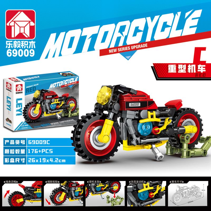 LEYI 69009 non  XE MÁY 4 PHONG CÁCH bộ đồ chơi xếp lắp ráp ghép mô hình Motorcycle Motorbike Xe Hai Bánh 750 khối