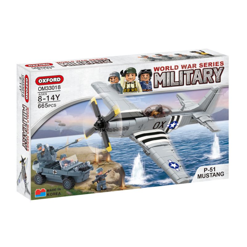 OXFORD OM33018 33018 non Lego MÁY BAY CHIẾN ĐẤU P-51 MUSTANG bộ đồ chơi xếp lắp ráp ghép mô hình Military Army Quân Sự Bộ Đội 665 khối