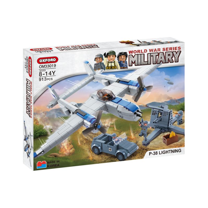 OXFORD OM33019 33019 non Lego MÁY BAY CHIẾN ĐẤU TIA CHỚP P-38 bộ đồ chơi xếp lắp ráp ghép mô hình Military Army WORLD WAR SERIES MILITARY P-38 LIGHTNING Quân Sự Bộ Đội 913 khối