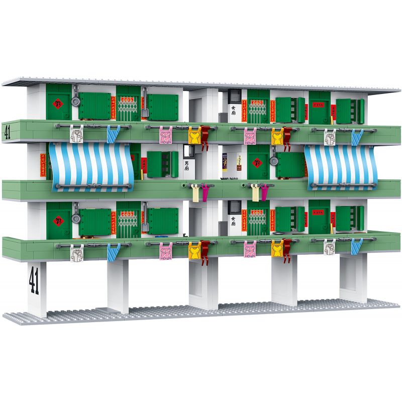 ROYAL TOYS RT51 non  KHU TÁI ĐỊNH CƯ HỒNG KÔNG bộ đồ chơi xếp lắp ráp ghép mô hình City CITY STORY RESETTLEMENT ESTATES Thành Phố 355 khối