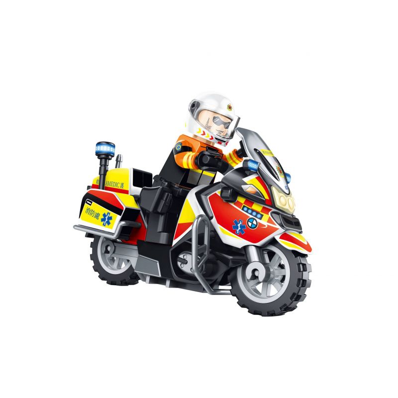 ROYAL TOYS RT49 non Lego XE MÁY TẾ KHẨN CẤP HỒNG KÔNG bộ đồ chơi xếp lắp ráp ghép mô hình City CITY STORY EMERGENCY MEDICAL ASSISTANT MOTOR CYCLE Thành Phố 29 khối