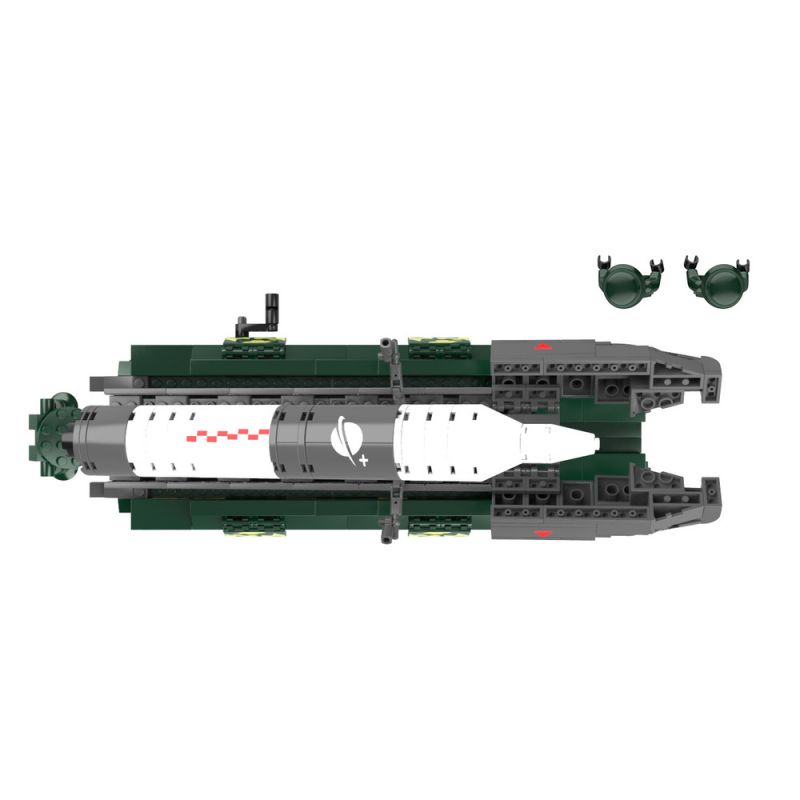 JAKI JK9105 9105 non  TÊN LỬA GIAO THÔNG XIANGYANG VÀ XE PHÓNG bộ đồ chơi xếp lắp ráp ghép mô hình SPACE QIEST SUNRISE MOBILE EOCKET LANUCHER 595 khối