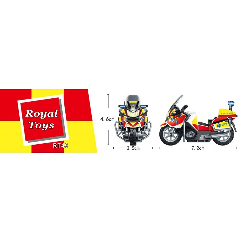 ROYAL TOYS RT49 non  XE MÁY TẾ KHẨN CẤP HỒNG KÔNG bộ đồ chơi xếp lắp ráp ghép mô hình City CITY STORY EMERGENCY MEDICAL ASSISTANT MOTOR CYCLE Thành Phố 29 khối