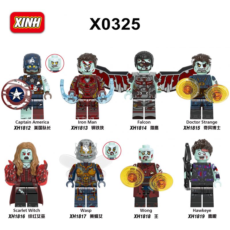 XINH X0325 0325 1812 1813 1814 1815 1816 1817 1818 1819 non Lego HÀNG TRĂM NGƯỜI 8 ZOMBIE SUPERHERO bộ đồ chơi xếp lắp ráp ghép mô hình Marvel Super Heroes Siêu Anh Hùng Marvel