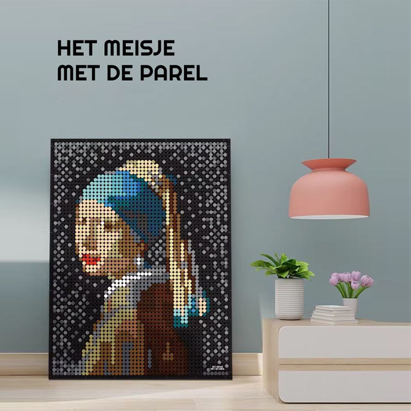 WANGE 5120 non  CÔ GÁI VỚI BÔNG TAI NGỌC TRAI bộ đồ chơi xếp lắp ráp ghép mô hình HET MEISJE MET DE PAREL 3262 khối