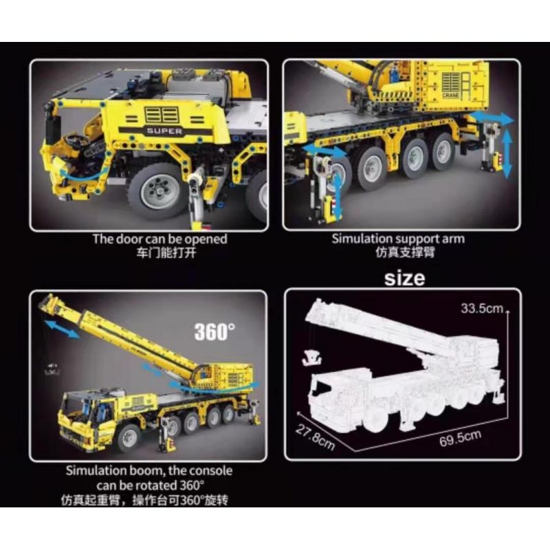 TA GAOLE T4004 4004 non  KỸ THUẬT CẦN CẨU BÁNH LỐP bộ đồ chơi xếp lắp ráp ghép mô hình  TECHNOLOGY Kỹ Thuật Công Nghệ Cao Mô Hình Phương Tiện 3711 khối