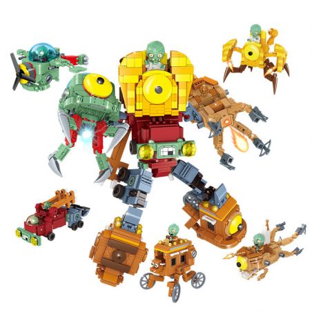 GUDI 60010 non  SẾP ZOMBIE AZURO PHỨC TẠP bộ đồ chơi xếp lắp ráp ghép mô hình Plants Vs Zombies Hoa Quả Nổi Giận 1026 khối