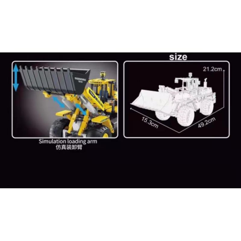 TA GAOLE T4002 4002 non  KỸ THUẬT: FRONT LOADER bộ đồ chơi xếp lắp ráp ghép mô hình  TECHNOLOGY Kỹ Thuật Công Nghệ Cao Mô Hình Phương Tiện 1608 khối