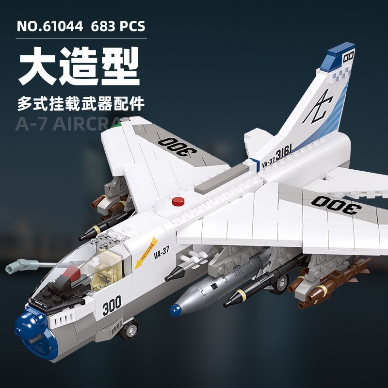 JIESTAR 61044 non  MÁY BAY CƯỜNG KÍCH A-7 bộ đồ chơi xếp lắp ráp ghép mô hình Military Army A-7 ATTACK AIRCRAFT Quân Sự Bộ Đội 683 khối