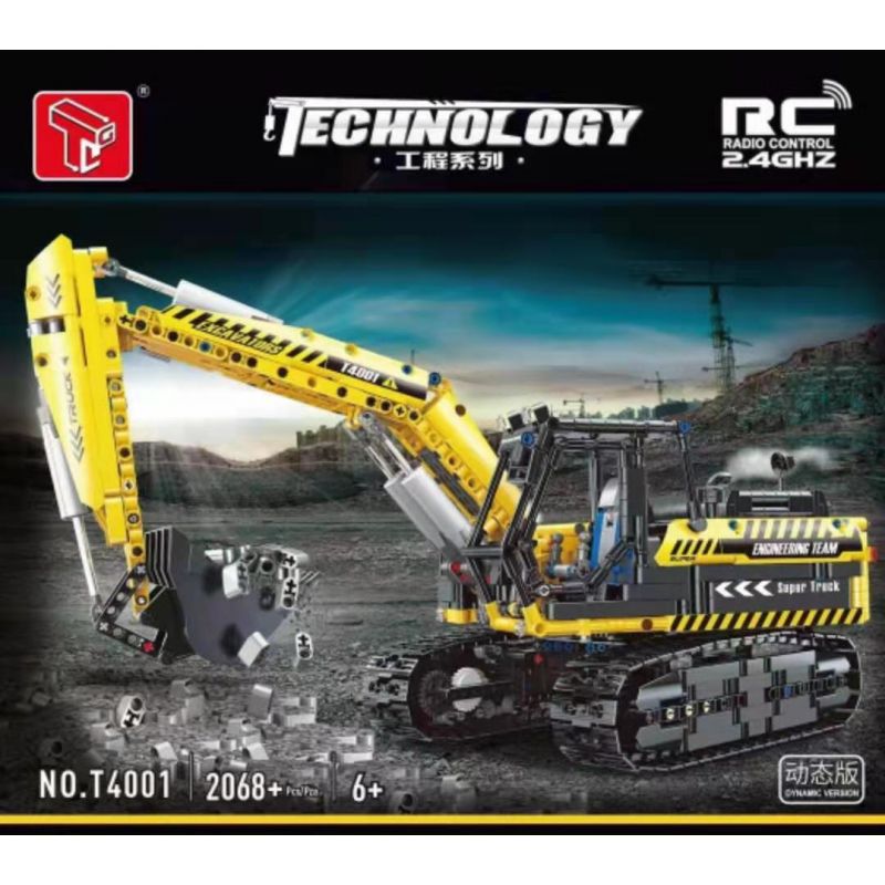 TA GAOLE T4001 4001 non  KỸ THUẬT: MÁY XÚC bộ đồ chơi xếp lắp ráp ghép mô hình  TECHNOLOGY Kỹ Thuật Công Nghệ Cao Mô Hình Phương Tiện 2068 khối