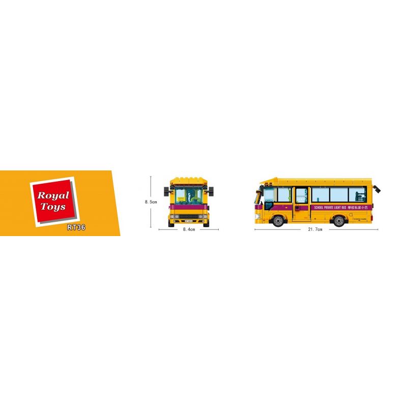 ROYAL TOYS RT36 non  XE BUÝT TRƯỜNG HỌC HỒNG KÔNG bộ đồ chơi xếp lắp ráp ghép mô hình City CITY STORY HONG KONG SCHOOL BUS Thành Phố 460 khối