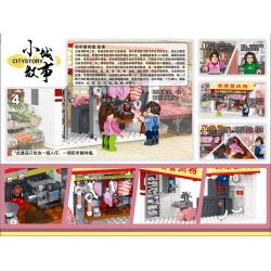 ROYAL TOYS RT35 non  GIAN HÀNG THỊT LỢN CHỢ HỒNG KÔNG bộ đồ chơi xếp lắp ráp ghép mô hình City CITY STORY MARKET PORK STALL Thành Phố 168 khối