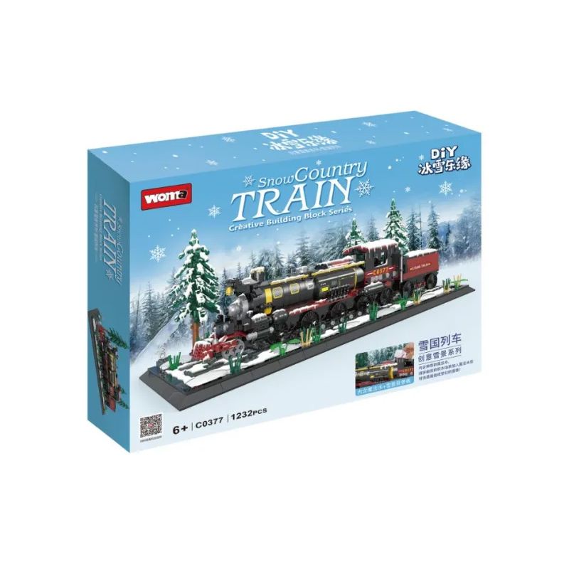 WOMA C0377 0377 non  XE LỬA ĐẤT NƯỚC TUYẾT bộ đồ chơi xếp lắp ráp ghép mô hình SNOW COUNTRY TRAIN 1232 khối