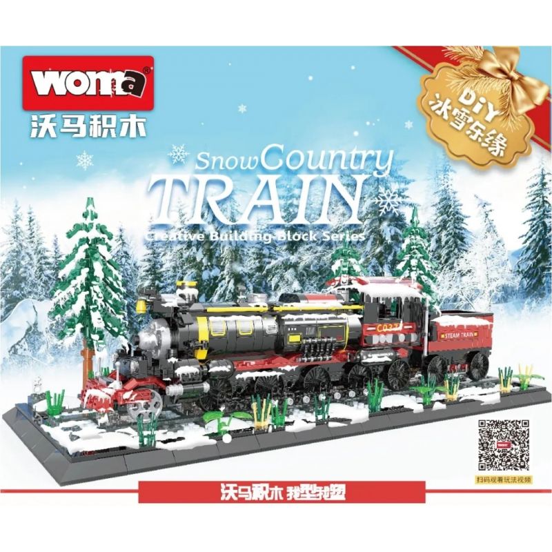 WOMA C0377 0377 non  XE LỬA ĐẤT NƯỚC TUYẾT bộ đồ chơi xếp lắp ráp ghép mô hình SNOW COUNTRY TRAIN 1232 khối