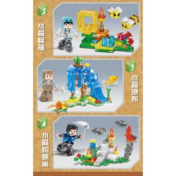 ZHEGAO 981003 non  THẾ GIỚI KHỐI VƯỜN PHA LÊ 4 LOẠI RƯƠNG KHO BÁU ỐNG THỔI THÁC TỔ NHỆN bộ đồ chơi xếp lắp ráp ghép mô hình Minecraft Game Xây Dựng 265 khối