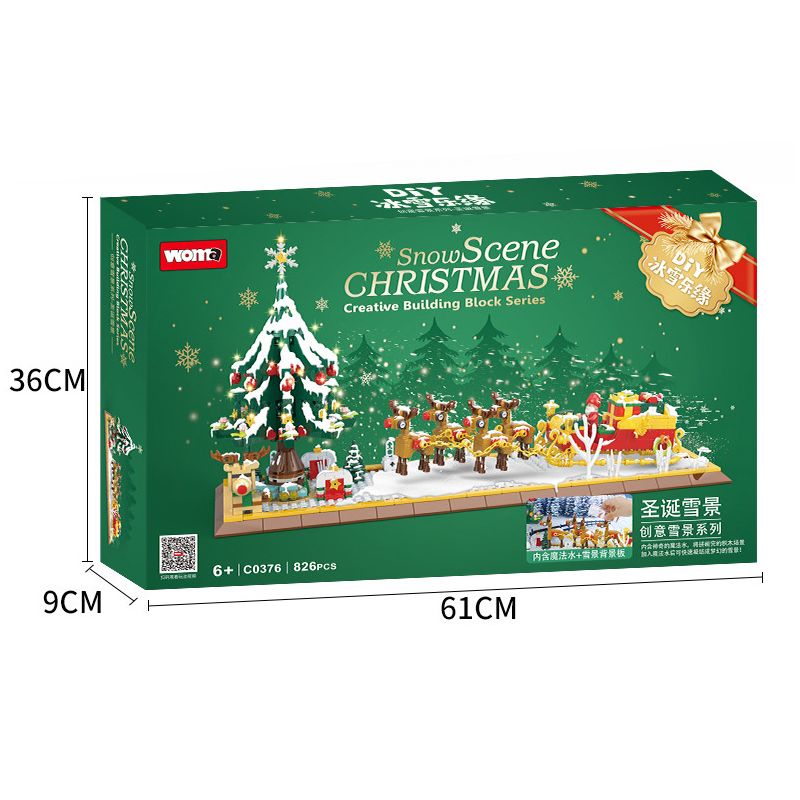 WOMA C0376 0376 non  CẢNH TUYẾT GIÁNG SINH bộ đồ chơi xếp lắp ráp ghép mô hình SNOW SCENE CHRISTMAS 826 khối
