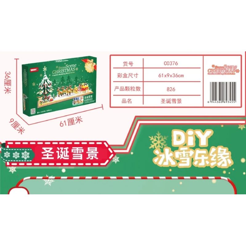 WOMA C0376 0376 non  CẢNH TUYẾT GIÁNG SINH bộ đồ chơi xếp lắp ráp ghép mô hình SNOW SCENE CHRISTMAS 826 khối
