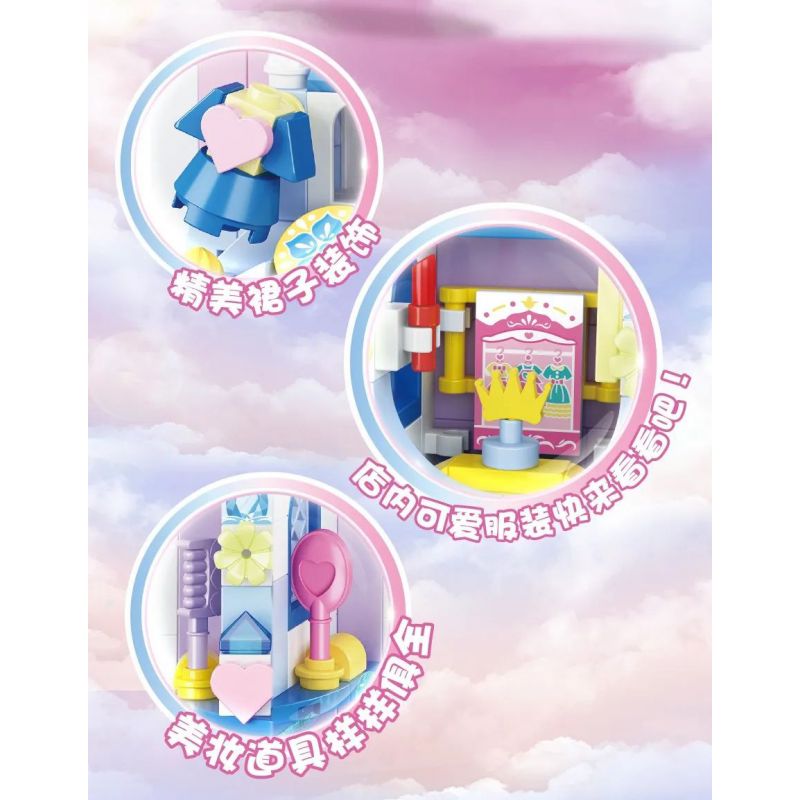 WISE BLOCK HA383015 383015 non  MAGIC STAR FORT BỨC TRANH BA CHIỀU CỦA LÂU ĐÀI NỔI CỬA HÀNG QUẦN ÁO HOA KẸO NGÔI SAO NGỌT NGÀO ĐẠO CỤ ???O THUẬT bộ đồ chơi xếp lắp ráp ghép mô hình Balala The Fairies Các Nàng Tiên Nhỏ Tinh Nghịch