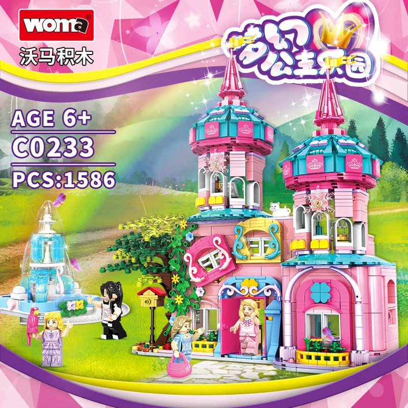 WOMA C0233 0233 non Lego LÂU ĐÀI MA THUẬT ĐẦY MÀU SẮC bộ đồ chơi xếp lắp ráp ghép mô hình 1586 khối