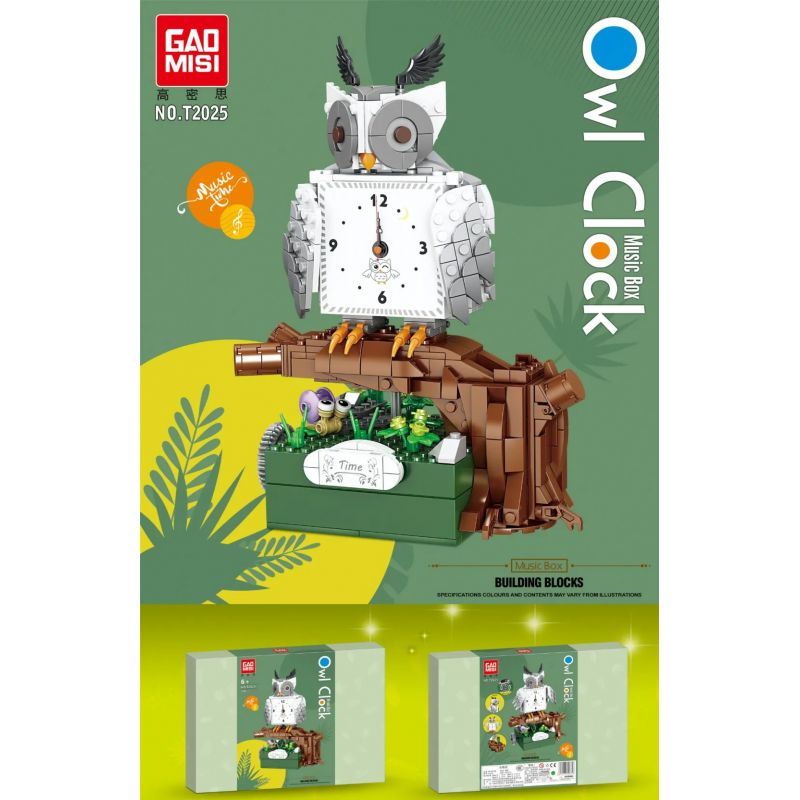 GAOMISI T2025 2025 non  HỘP ÂM NHẠC ĐỒNG HỒ CÚ bộ đồ chơi xếp lắp ráp ghép mô hình Creator OWL CLOCK Sáng Tạo 541 khối