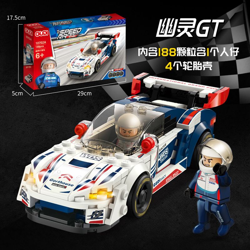GUDI 10702A 10702B 10702C 10702D non  4 LOẠI XE ĐUA ĐÔ THỊ GHOST GT MAGIC SPEED ​​GT GALE JAZZ bộ đồ chơi xếp lắp ráp ghép mô hình Racers SPEED RACER Đua Tốc Độ 699 khối