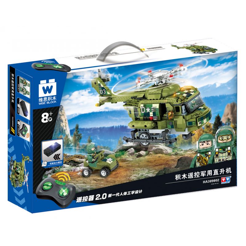 WISE BLOCK HA389802 389802 non Lego MÁY BAY TRỰC THĂNG QUÂN SỰ TỪ XA bộ đồ chơi xếp lắp ráp ghép mô hình Military Army Quân Sự Bộ Đội