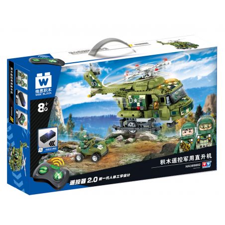 WISE BLOCK HA389802 389802 non  MÁY BAY TRỰC THĂNG QUÂN SỰ TỪ XA bộ đồ chơi xếp lắp ráp ghép mô hình Military Army Quân Sự Bộ Đội
