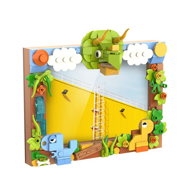 JAKI JK5105 5105 non  TRICERATOPS TÒ MÒ (KHUNG ẢNH) bộ đồ chơi xếp lắp ráp ghép mô hình FUNDESK CURIOUS DINOSAURS（PHOTO FRAME） 199 khối